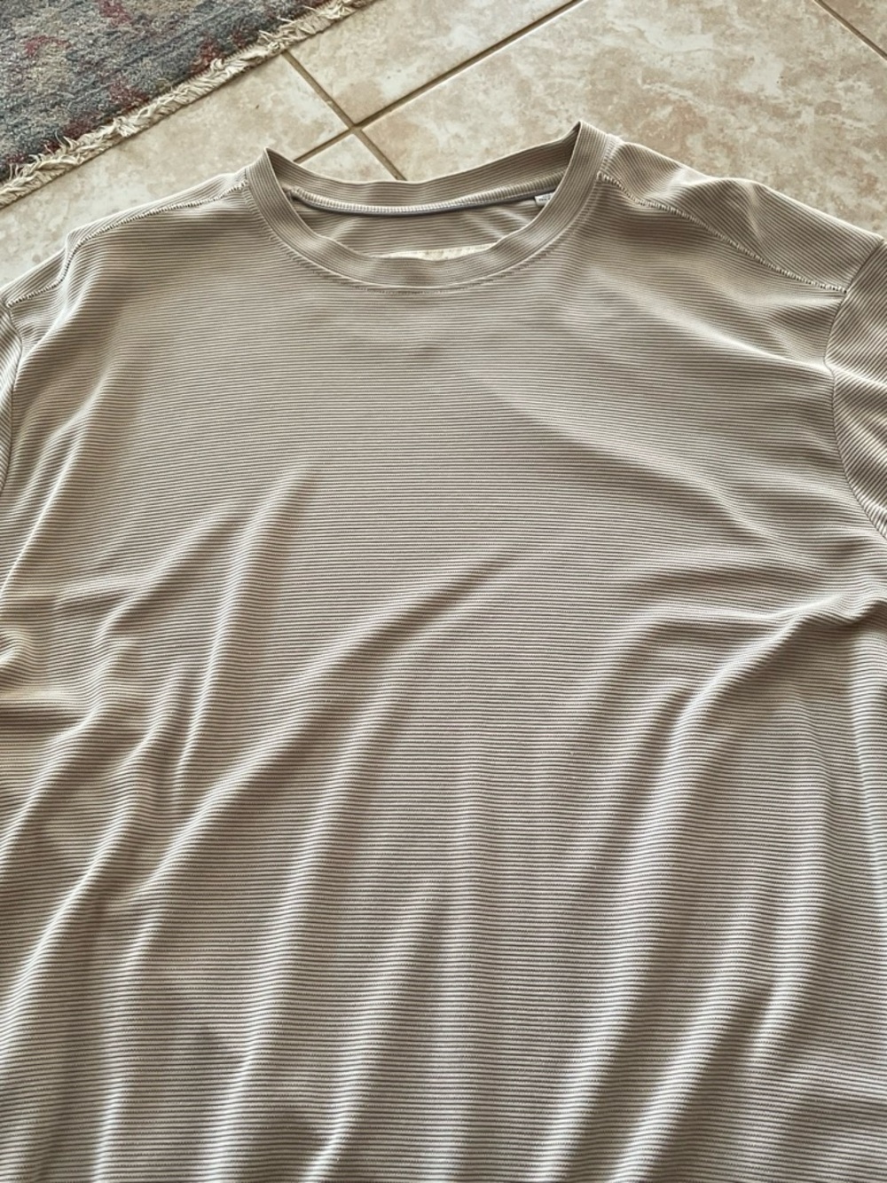 Tommy Bahama Men's Long Sleeve Crew in Light Taupe Stripe
